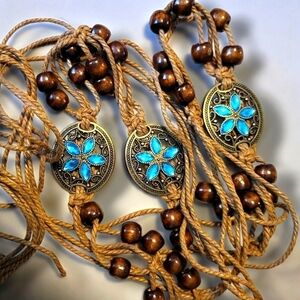 Bohemian Beaded /Medallian Belt with Blue Crystal Accents. NWT